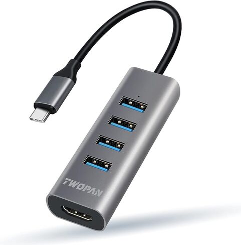 TWOPAN USB-C Hub with 4K HDMI, 4 USB 3.0 Ports, 5Gbps Data Transfer – Ultra-Compact Aluminum Adapter for MacBook, iPad Pro, XPS, Surface, ThinkPad & USB-C Laptops in Saudi Arabia