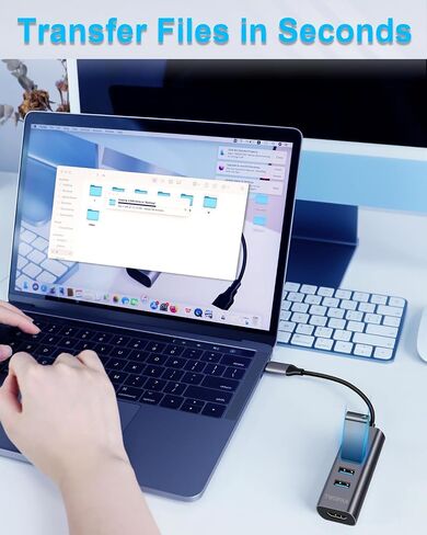 TWOPAN USB-C Hub with 4K HDMI, 4 USB 3.0 Ports, 5Gbps Data Transfer – Ultra-Compact Aluminum Adapter for MacBook, iPad Pro, XPS, Surface, ThinkPad & USB-C Laptops in Saudi Arabia