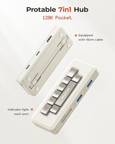 محطة إرساء RayCue 14 في 1 مع محور 7 في 1، ومحطة إرساء USB C مع شاشات HDMI ثلاثية 4K@60 هرتز، وشحن PD، ومحول طاقة 130 وات، ومركز ديكور سطح المكتب القديم مع ساعة رقمية/إطار صور/مشغل موسيقى in Kuwait