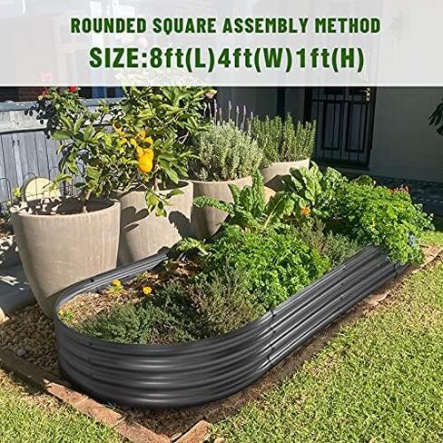 طقم سرير حديقة مرتفع مجلفن من Land Guard، صناديق حديقة زراعية مجلفنة في الهواء الطلق، معدن بيضاوي كبير للخضروات...... in Kuwait