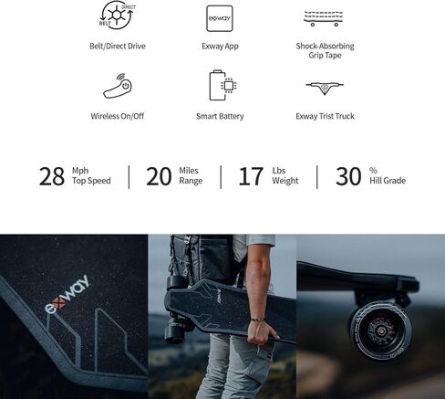X1 Max Electric Skateboard with Remote, 28 Mph Top Speed & 18 Miles Range, 440 LBS Max Load, Stealth Deck Design, IP55 Waterproof, Electric Longboard for Adults ＆Teens Beginners in Kuwait