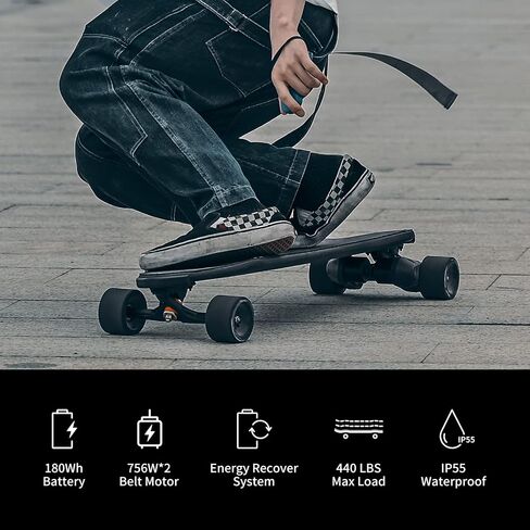 X1 Max Electric Skateboard with Remote, 28 Mph Top Speed & 18 Miles Range, 440 LBS Max Load, Stealth Deck Design, IP55 Waterproof, Electric Longboard for Adults ＆Teens Beginners in Saudi Arabia