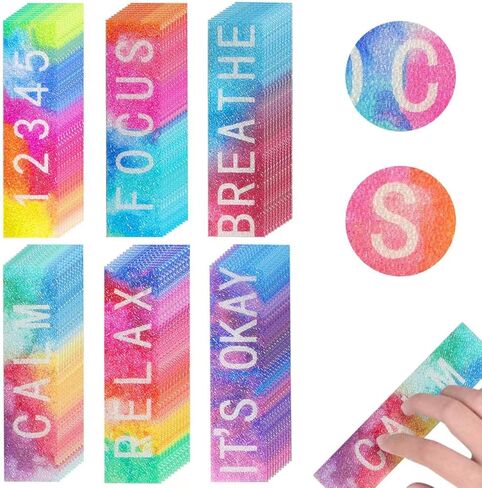 60 قطعة من الملصقات الحسية للقلق تململ شرائط مزخرفة هادئة ألعاب مضادة للإجهاد عن طريق اللمس الخام الحسية الهادئة شرائط لاصقة لتخفيف القلق للبالغين والمراهقين ومكتب الهاتف والفصول الدراسية، كلاسيكية in Kuwait