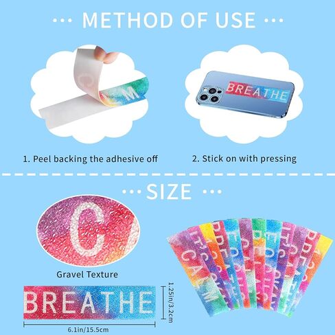 60 قطعة من الملصقات الحسية للقلق تململ شرائط مزخرفة هادئة ألعاب مضادة للإجهاد عن طريق اللمس الخام الحسية الهادئة شرائط لاصقة لتخفيف القلق للبالغين والمراهقين ومكتب الهاتف والفصول الدراسية، كلاسيكية in Kuwait