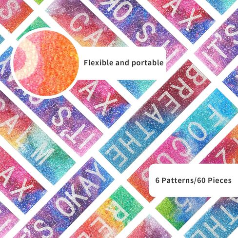60 قطعة من الملصقات الحسية للقلق تململ شرائط مزخرفة هادئة ألعاب مضادة للإجهاد عن طريق اللمس الخام الحسية الهادئة شرائط لاصقة لتخفيف القلق للبالغين والمراهقين ومكتب الهاتف والفصول الدراسية، كلاسيكية in Kuwait