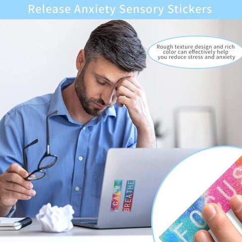 60 قطعة من الملصقات الحسية للقلق تململ شرائط مزخرفة هادئة ألعاب مضادة للإجهاد عن طريق اللمس الخام الحسية الهادئة شرائط لاصقة لتخفيف القلق للبالغين والمراهقين ومكتب الهاتف والفصول الدراسية، كلاسيكية in Kuwait