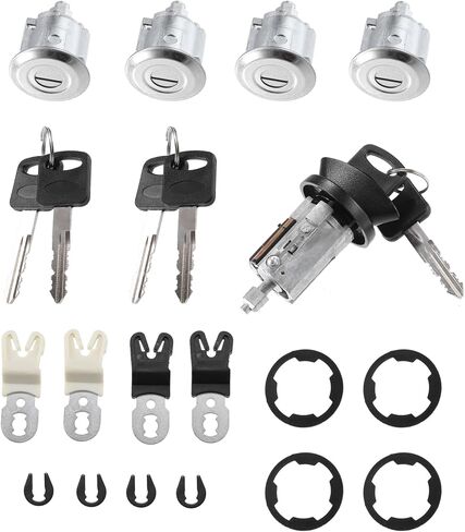X AUTOHAUX 1 Set الجبهة 4 قفل الباب اسطوانة بهلوان مفتاح الإشعال بداية اسطوانة مع مفتاح لفورد E-150 E-250 2003-2006 لفورد E-350 Econoline Club Wagon NO. XL2Z7821990AC/1L3Z11582A in Saudi Arabia