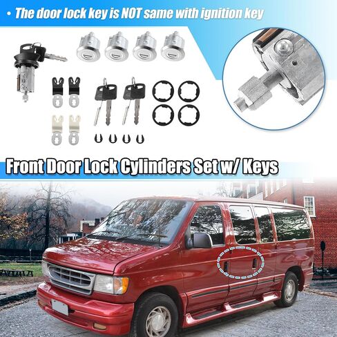 X AUTOHAUX 1 Set الجبهة 4 قفل الباب اسطوانة بهلوان مفتاح الإشعال بداية اسطوانة مع مفتاح لفورد E-150 E-250 2003-2006 لفورد E-350 Econoline Club Wagon NO. XL2Z7821990AC/1L3Z11582A in Saudi Arabia