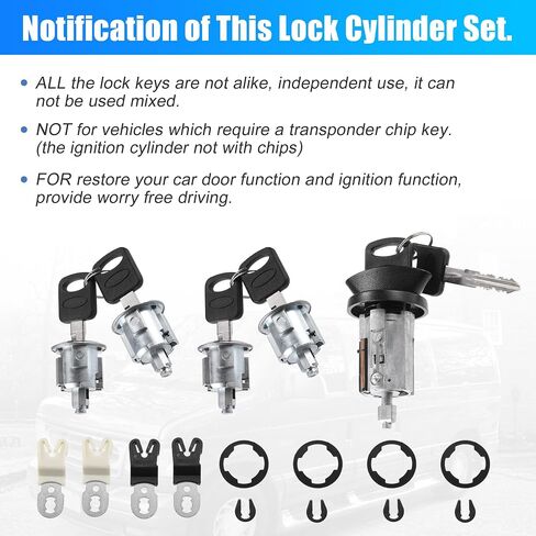 X AUTOHAUX 1 Set الجبهة 4 قفل الباب اسطوانة بهلوان مفتاح الإشعال بداية اسطوانة مع مفتاح لفورد E-150 E-250 2003-2006 لفورد E-350 Econoline Club Wagon NO. XL2Z7821990AC/1L3Z11582A in Saudi Arabia