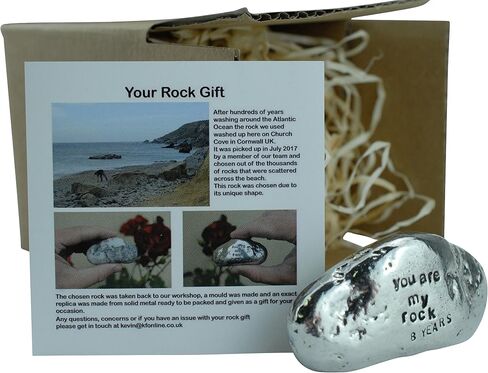 8th Anniversary You are My Rock Gift Idea - Solid Metal Heavy Polished Rock Gift for 8 Year Anniversary in Saudi Arabia