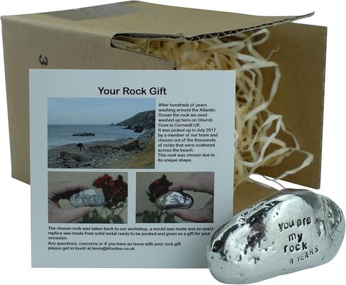 8th Anniversary You are My Rock Gift Idea - Solid Metal Heavy Polished Rock Gift for 8 Year Anniversary in Saudi Arabia