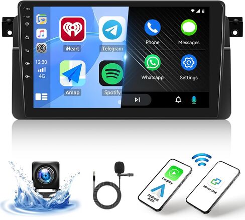 2+64G Android Car Stereo for BMW E46 3 Series 1999-2005 with Apple Carplay Android Auto Mirror Link 9 inch Touchscreen FM RDS HiFi Bluetooth WiFi GPS+Camera & MIC in Saudi Arabia