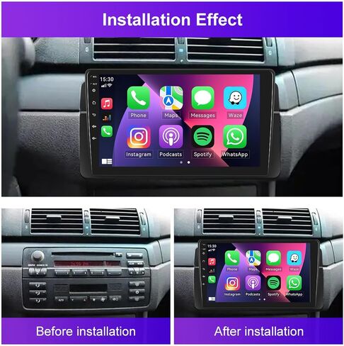 2+64G Android Car Stereo for BMW E46 3 Series 1999-2005 with Apple Carplay Android Auto Mirror Link 9 inch Touchscreen FM RDS HiFi Bluetooth WiFi GPS+Camera & MIC in Saudi Arabia
