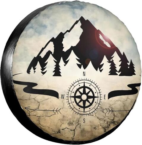 غطاء إطار احتياطي غطاء إطار العجلة - بوصلة عالمية ماونتن 3 مناسبة للمقطورة، RV، سيارات الدفع الرباعي والعديد من المركبات 14 بوصة in Kuwait