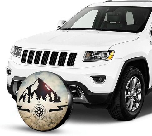 غطاء إطار احتياطي غطاء إطار العجلة - بوصلة عالمية ماونتن 3 مناسبة للمقطورة، RV، سيارات الدفع الرباعي والعديد من المركبات 14 بوصة in Kuwait