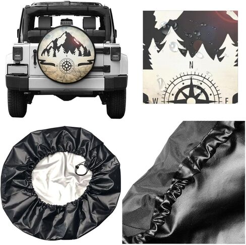 غطاء إطار احتياطي غطاء إطار العجلة - بوصلة عالمية ماونتن 3 مناسبة للمقطورة، RV، سيارات الدفع الرباعي والعديد من المركبات 14 بوصة in Kuwait