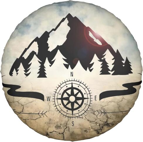 غطاء إطار احتياطي غطاء إطار العجلة - بوصلة عالمية ماونتن 3 مناسبة للمقطورة، RV، سيارات الدفع الرباعي والعديد من المركبات 14 بوصة in Kuwait