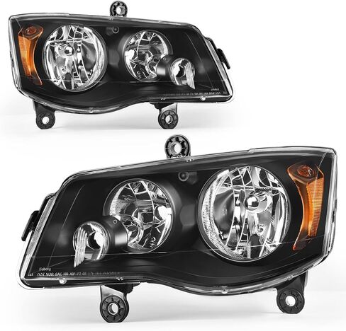 AUTOSAVER88 Headlight Assembly Compatible with 2011-2020 Dodge Grand Caravan / 2008-2016 Chrysler Town & Country Chrome Housing Amber Reflector Clear Lens in Saudi Arabia