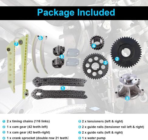 Engine Timing Chain Kit With Chain Guide Tensioner Sprocke + Water Pump for Ford F-150 Explorer Expedition 1997-2010 4.6L SOHC VIN 6 W in Saudi Arabia