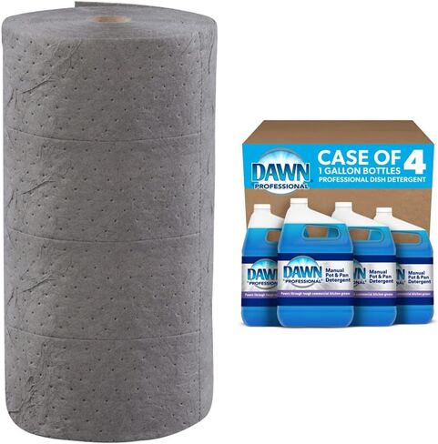 ESP 1MBGRB Polypropylene Heavy Weight Meltblown Maintenance Universal Absorbent Bonded Roll, 150' Length x 30" Width, Gray in Saudi Arabia