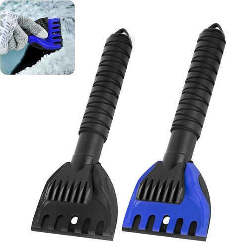مكشطة ثلج للسيارة، عبوتان من كاشطات الزجاج الأمامي مع مقبض إسفنجي لإزالة الصقيع والثلج، مجرفة ثلج مناسبة للسيارات أو سيارات الدفع الرباعي أو الشاحنات (أسود وأزرق) in Kuwait