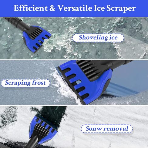 مكشطة ثلج للسيارة، عبوتان من كاشطات الزجاج الأمامي مع مقبض إسفنجي لإزالة الصقيع والثلج، مجرفة ثلج مناسبة للسيارات أو سيارات الدفع الرباعي أو الشاحنات (أسود وأزرق) in Kuwait