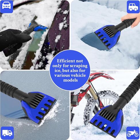 مكشطة ثلج للسيارة، عبوتان من كاشطات الزجاج الأمامي مع مقبض إسفنجي لإزالة الصقيع والثلج، مجرفة ثلج مناسبة للسيارات أو سيارات الدفع الرباعي أو الشاحنات (أسود وأزرق) in Kuwait