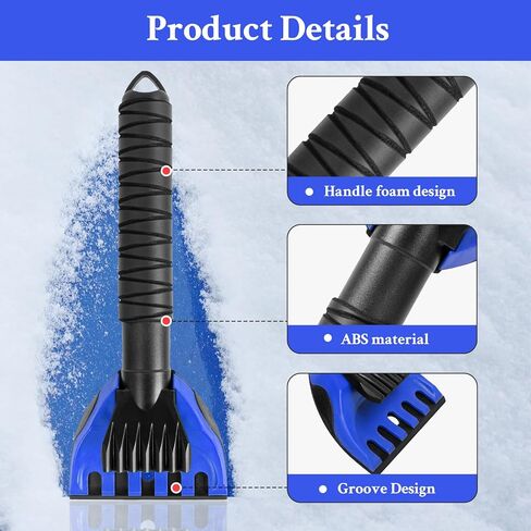 مكشطة ثلج للسيارة، عبوتان من كاشطات الزجاج الأمامي مع مقبض إسفنجي لإزالة الصقيع والثلج، مجرفة ثلج مناسبة للسيارات أو سيارات الدفع الرباعي أو الشاحنات (أسود وأزرق) in Kuwait