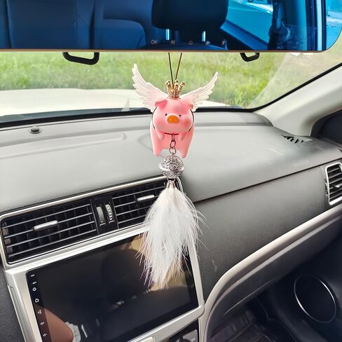 Car Rearview Mirror Pendant Lovely Swing Lucky Pig Hanging Decoration Car Pendant Interior Car Decoration in Saudi Arabia