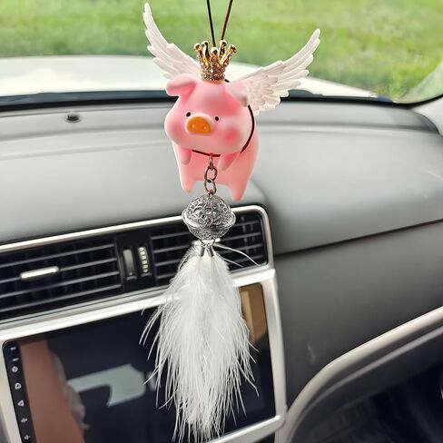 Car Rearview Mirror Pendant Lovely Swing Lucky Pig Hanging Decoration Car Pendant Interior Car Decoration in Saudi Arabia