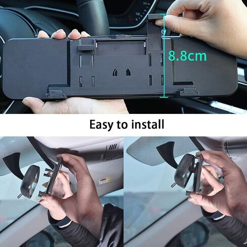 11" Blue Anti Glare HD Convex Car Rear View Mirror, Universal Interior Clip on Wide Angle RearView Mirror to Reduce Blind Spot for Cars SUV Trucks (Blue Mirror/Anti Glare, 11" Oblong) in Saudi Arabia