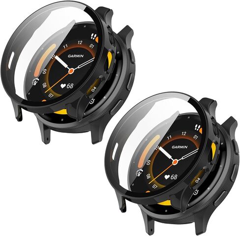 حافظة حماية للشاشة متوافقة مع واقي شاشة الساعة الذكية Garmin Venu 3S لجهاز Garmin Venu 3S PC + مصد تغطية كاملة من الزجاج المقسى (شفاف*2) in Kuwait