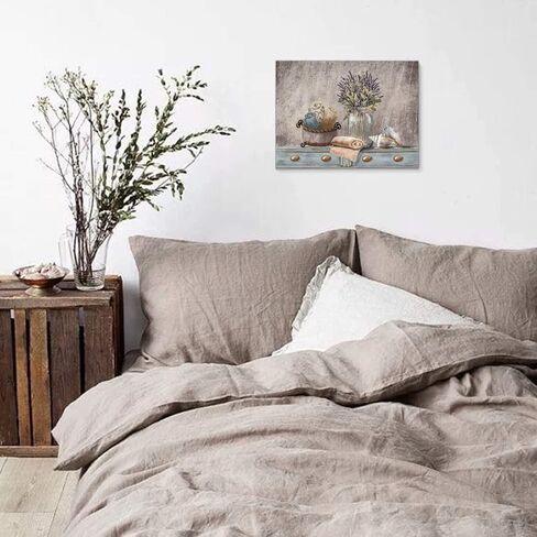 Farmhouse Canvas Wall Art Flowers Wall Decor Brown Theme Rustic Framed Artwork for Bathroom Vintage Paintings Pictures Wall Decor for Bedroom Kitchen Modern Country Home Wall Decoration Size 16x24 in Saudi Arabia