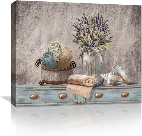 Farmhouse Canvas Wall Art Flowers Wall Decor Brown Theme Rustic Framed Artwork for Bathroom Vintage Paintings Pictures Wall Decor for Bedroom Kitchen Modern Country Home Wall Decoration Size 16x24 in Saudi Arabia