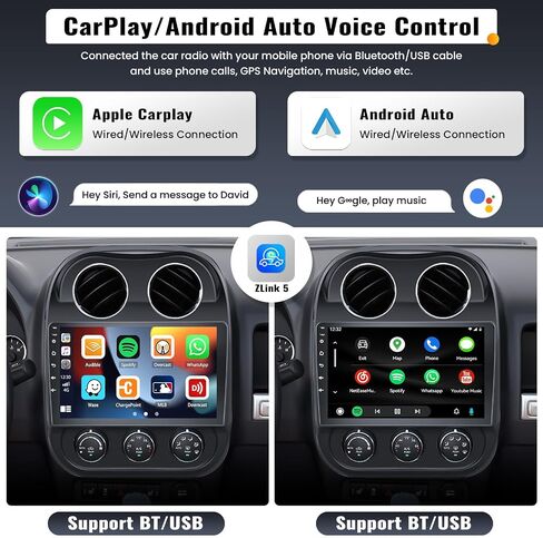 UNITOPSCI 2G+64G for Jeep Compass Patriot 2010-2016 Radio Android Car Stereo Wireless Apple CarPlay Android Auto Bluetooth 10.1" HD Touchscreen GPS Navigation HiFi WiFi FM/RDS + AHD Backup Camera Mic in Saudi Arabia