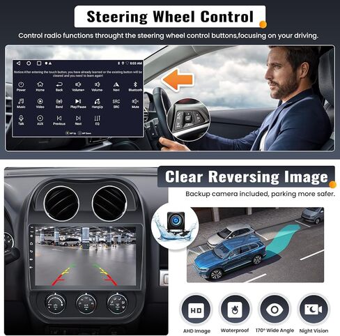 UNITOPSCI 2G+64G for Jeep Compass Patriot 2010-2016 Radio Android Car Stereo Wireless Apple CarPlay Android Auto Bluetooth 10.1" HD Touchscreen GPS Navigation HiFi WiFi FM/RDS + AHD Backup Camera Mic in Saudi Arabia