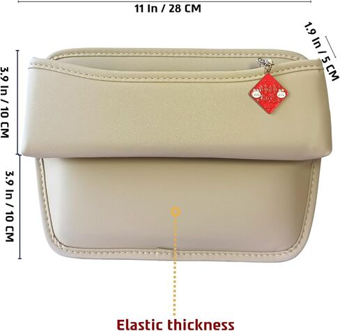 Car Seat Gap Filler, Leather Car Seat Organizer, Universal Fit Car Seat Storage Box, Adjustable Front Seat Automotive Accessories for Phones,Glasses,Keys,Cards,Small Items.(Beige) in Saudi Arabia