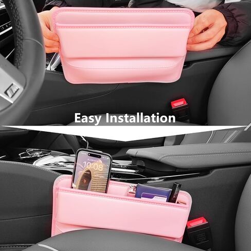 Pink Car Seat Gap Filler Organizer, Universal Pocket Storage to Fill the Gap between Seat and Console Leather Crevice Blocker Acessories for Women 1 pack in Saudi Arabia