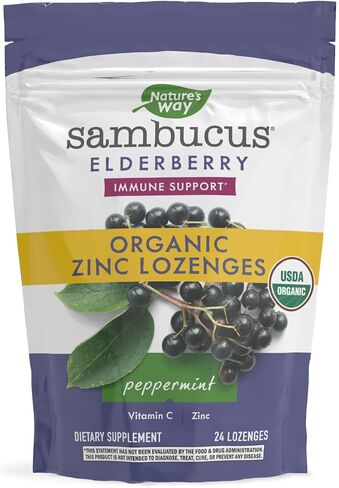 Nature’s Way Sambucus Zinc Lozenges with Elderberry and Vitamin C, Peppermint Flavored, 24 Lozenges in Saudi Arabia