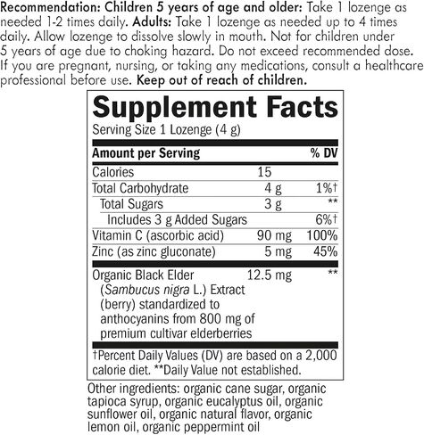 Nature’s Way Sambucus Zinc Lozenges with Elderberry and Vitamin C, Peppermint Flavored, 24 Lozenges in Saudi Arabia