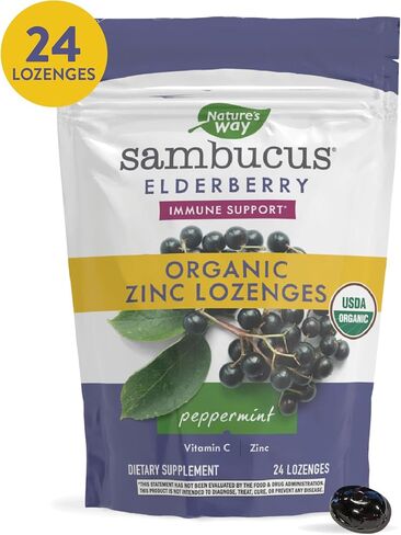 Nature’s Way Sambucus Zinc Lozenges with Elderberry and Vitamin C, Peppermint Flavored, 24 Lozenges in Saudi Arabia