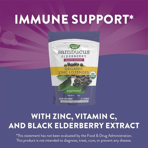 Nature’s Way Sambucus Zinc Lozenges with Elderberry and Vitamin C, Peppermint Flavored, 24 Lozenges in Saudi Arabia