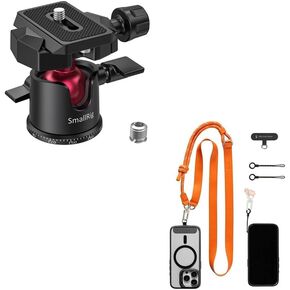 Bundle: SmallRig Mini Ball Head BUT2665+SMALLRIG Adjustable Phone Wrist Strap 5300
