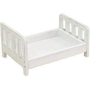 Baby Photography Bed Prop Newborn Posing Prop Wooden Bed Retro Detachable Background Prop, for Studio, Workshop, Family Photography Accessories
