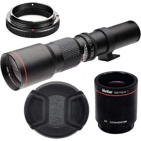 VCC 500mm/1000mm f/8 Manual Telephoto Lens for Nikon Nikon DF, D40, D70, D80 D90,D200,D300,D500, D600, D610, D700, D800, D810, D850 D3000, D3100,D3200, D3300, D3400, D5000, D5100, D5200, D5300, D5500
