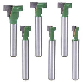6pcs Keyhole Router Bit Set, 0.24" Shank T Slot Router Bit with Blade Diameter 1/4, 5/16, 3/8, 9/16, 1/2, 5/8 Inch Woodworking T Track Cutter Wood Hex Bolt Milling Cutter Tool