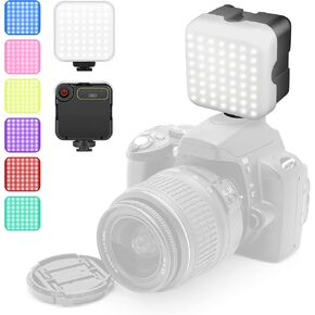 Foto&Tech Dimmable LED Camera Lighting Kit with Cold Shoe Suction Cup and 6 Color Filters, 2100mAh Rechargeable Camera Light for Photography Video Ambient Light, Compatible with Sony Canon DSLR