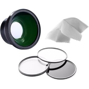 0.43X High Definition Super Wide Angle Lens w/Macro Compatible with Panasonic Lumix DMC-FZ70 (Includes Adapter) + Filters