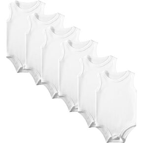 Unisex 6-pack Sleeveless Bodysuits Made With Cotton，Breathable and comfortable