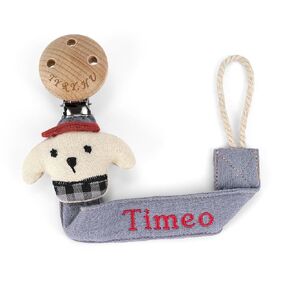 TYRY.HU Personalized Pacifier Clip with Name, Customize Pacifier Leash, Embroidery Ribbon Pacifier Holder for Girls and Boys, Universally Fit All Pacifiers & Baby Toys, Grey Elephant